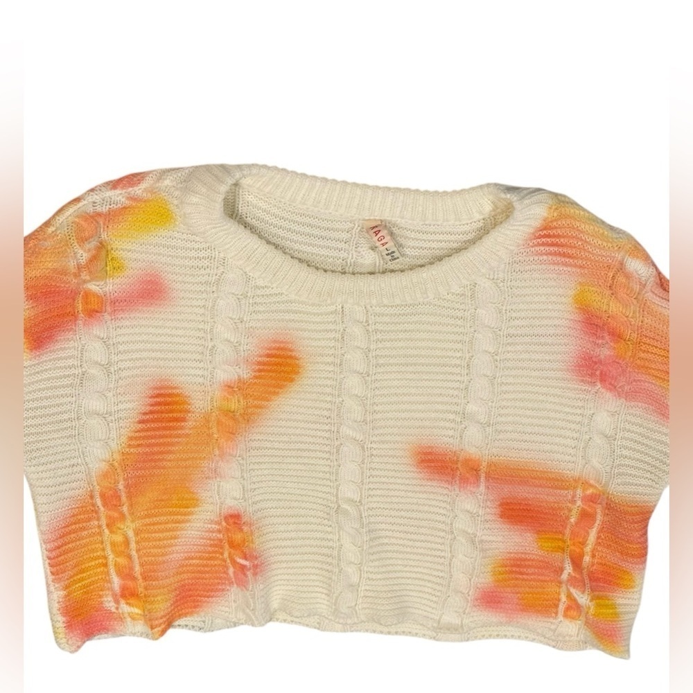 Women’s Raga Cyrus Tie Dye Pullover Sweater: Pink, Orange & White: size large - Picture 4 of 8